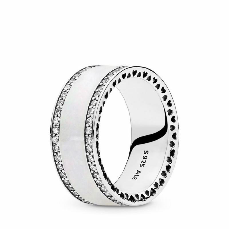 Pandora Hearts Statement Ring Ireland - Sterling Silver/Enamel/White/Cubic Zirconia - 812963PDF